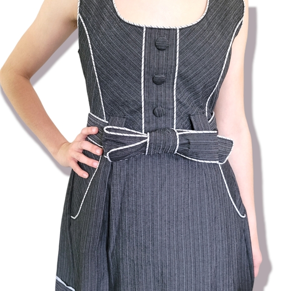 Retro Style Denim Fit & Flare Sleeveless Dress, S - Picture 4 of 11